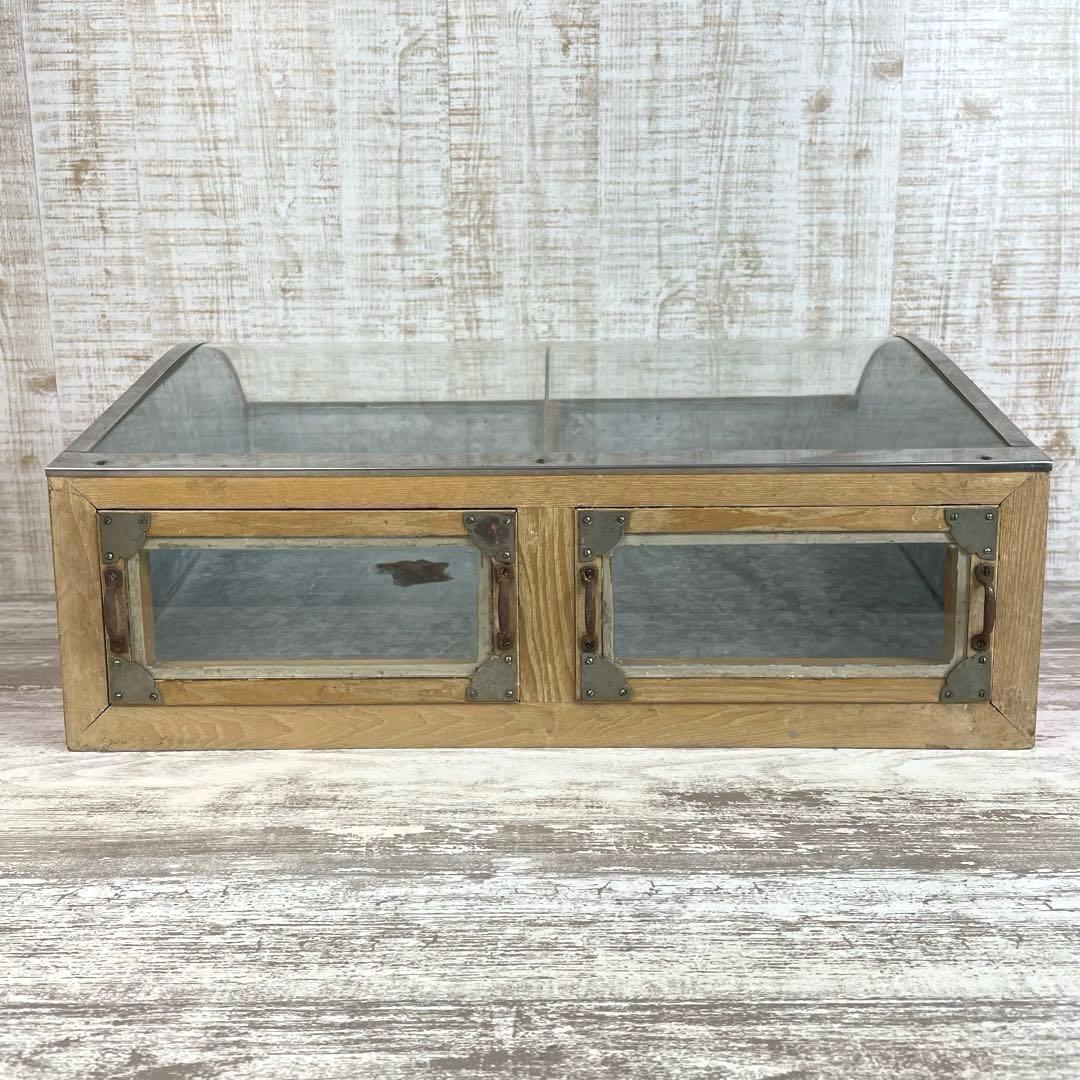 昭和レトロ　駄菓子屋ガラスケース　ショーケース　陳列棚　ビンテージ　古家具