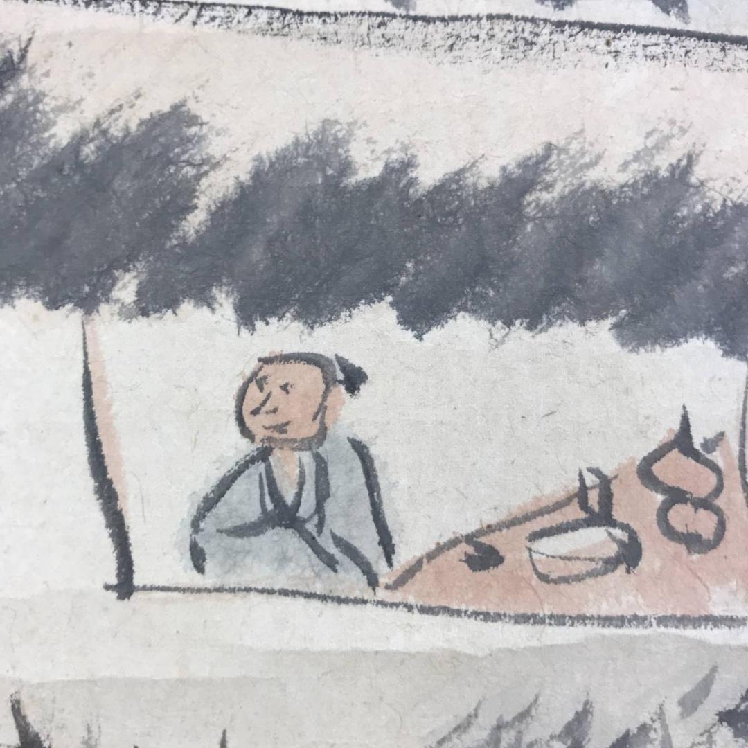 真作/矢野鉄山/山景放牧図/山水図/馬図/横物/掛軸☆宝船☆AE-419