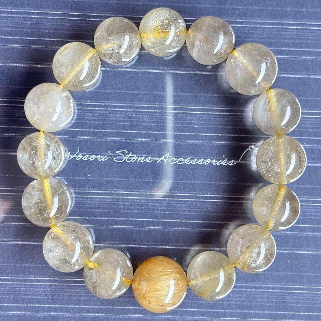 けんや　15.5mm　ゴールドルチルクォーツ　大玉 天然石