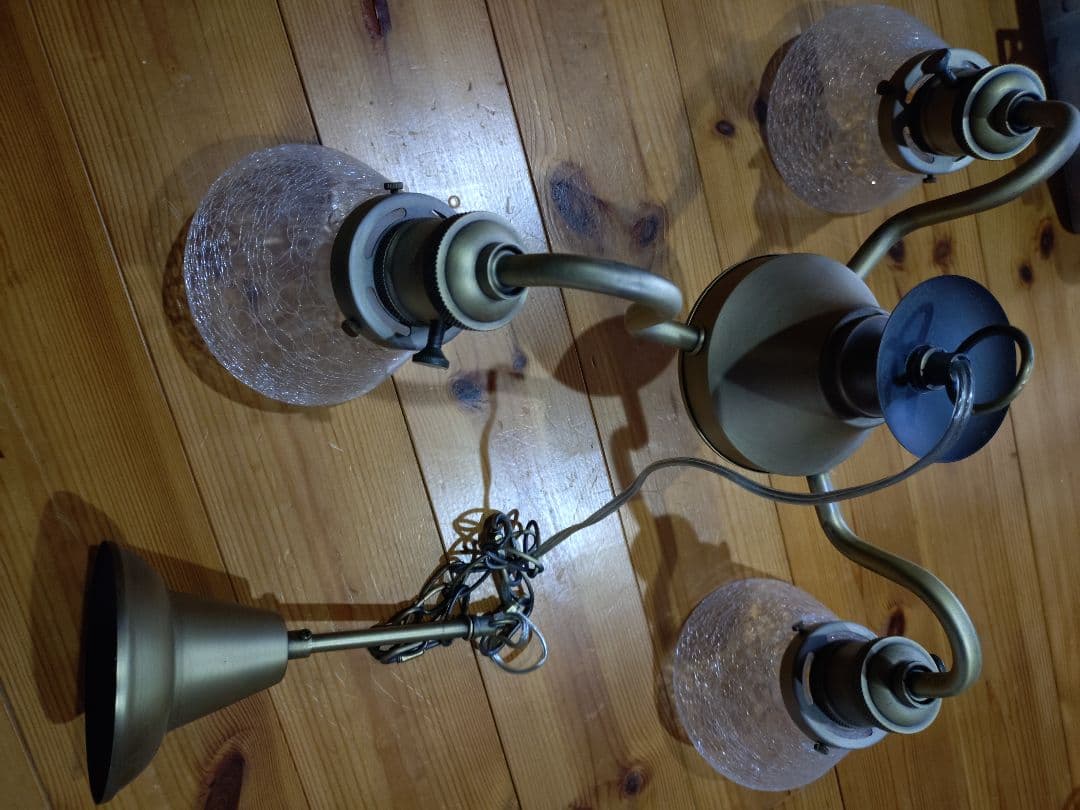 希少 真鍮 アンティークガラス リビングライト