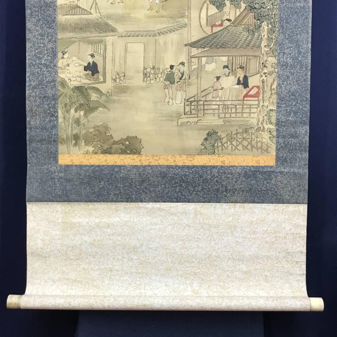 真作】柴仙渓/機織図/ハタオリ図/掛軸/名家伝来/AD-736