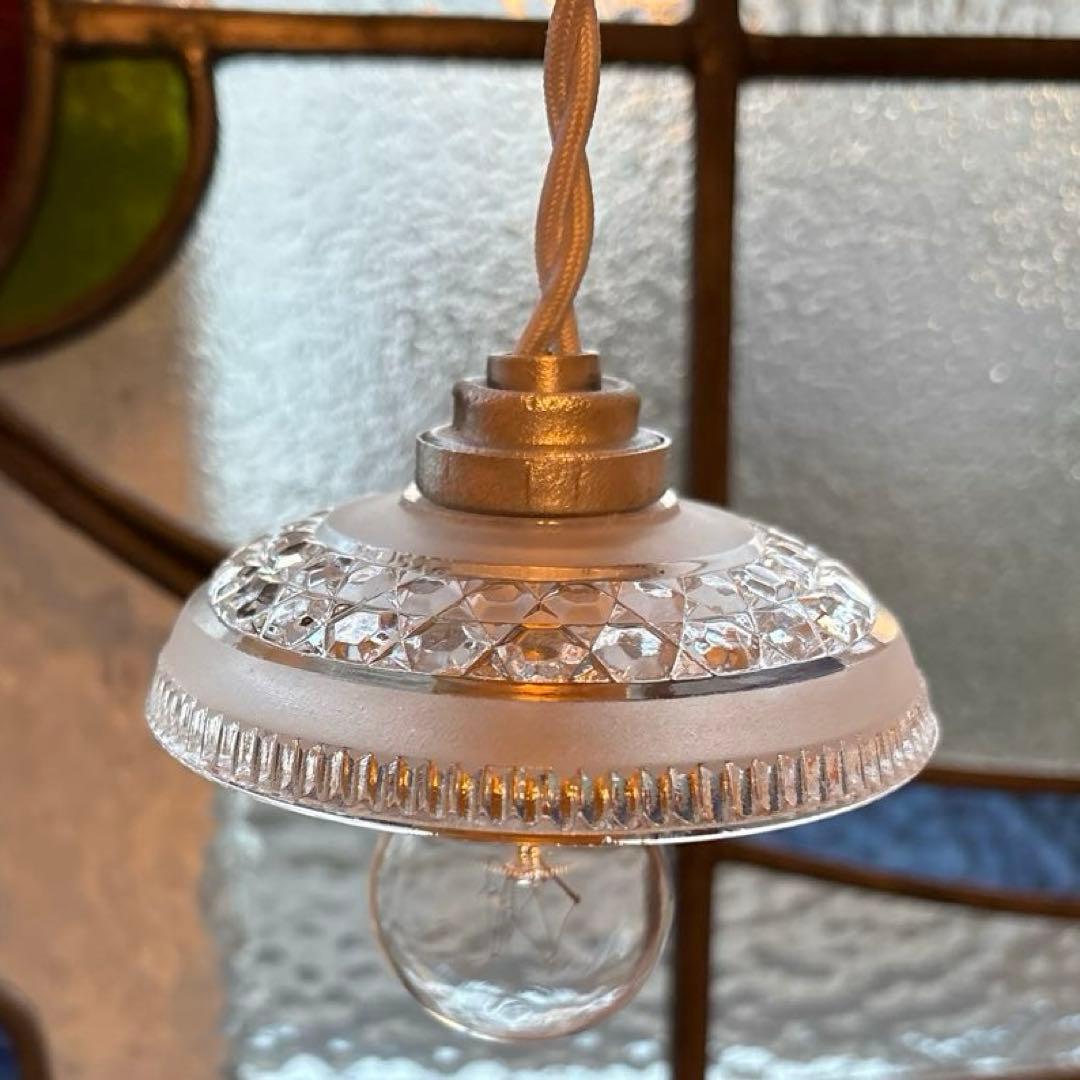 フランスアンティーク　オールドバカラ　ミニシェード　ペンダントランプ