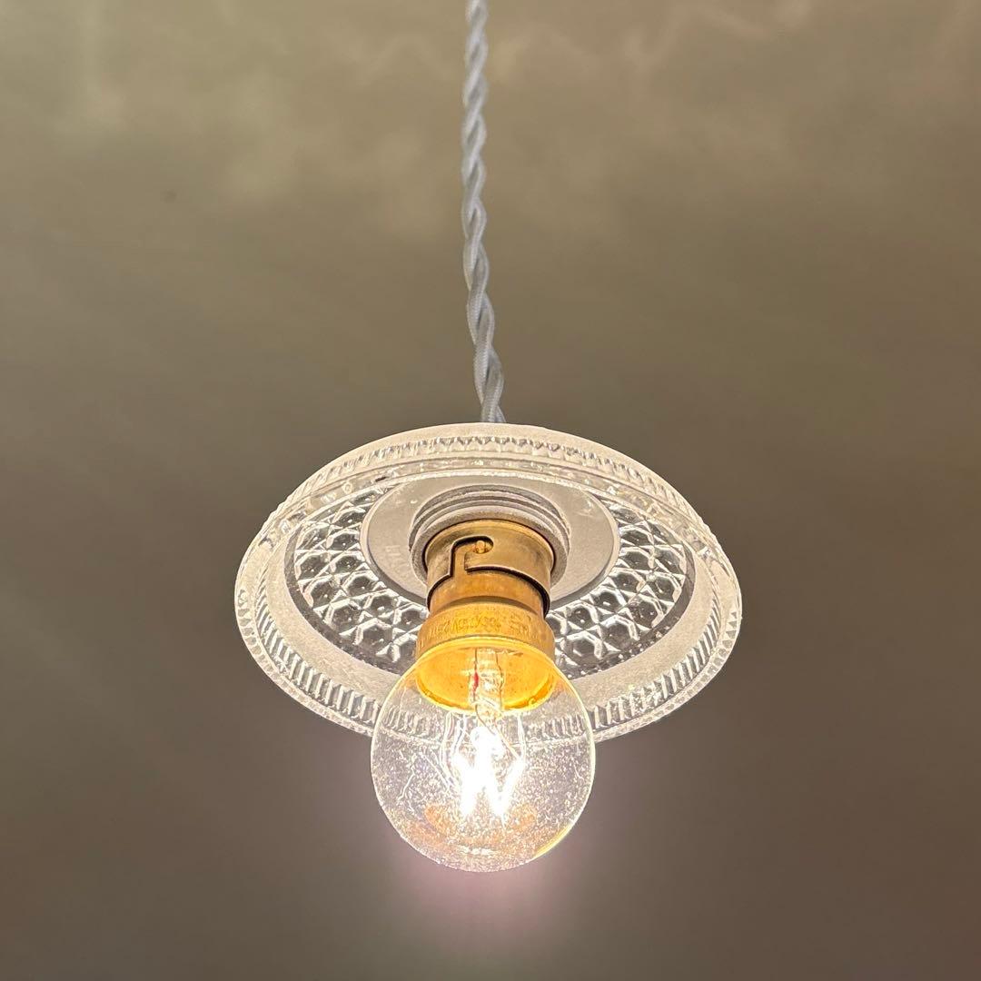 フランスアンティーク　オールドバカラ　ミニシェード　ペンダントランプ