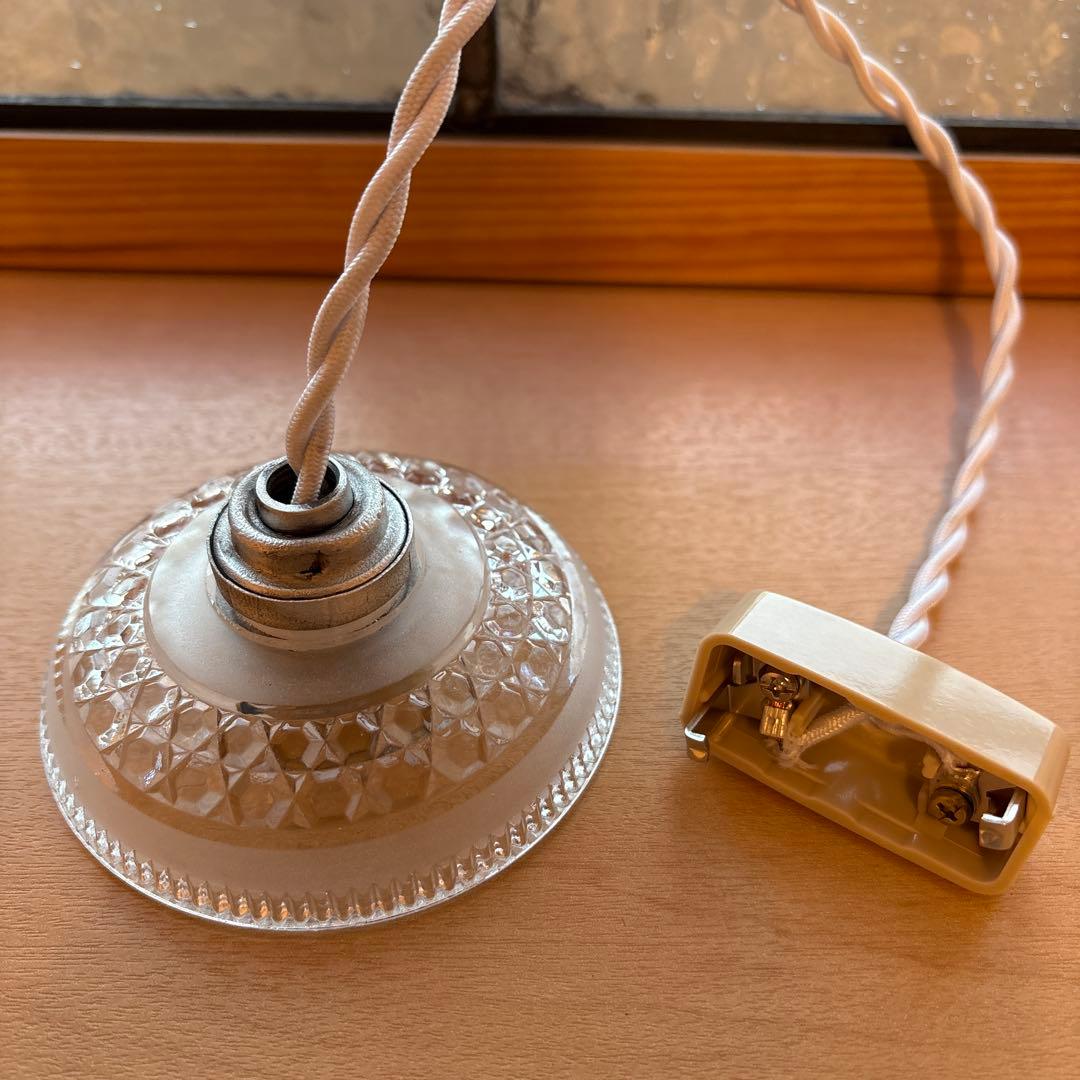 フランスアンティーク　オールドバカラ　ミニシェード　ペンダントランプ