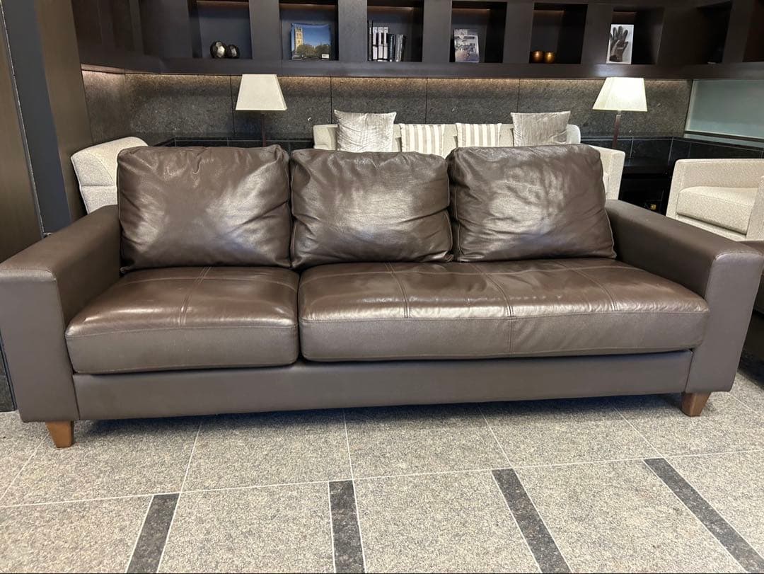 ルラックス　3人がけ　レザーソファ　オットマン　セット　LELAX 革張りソファ