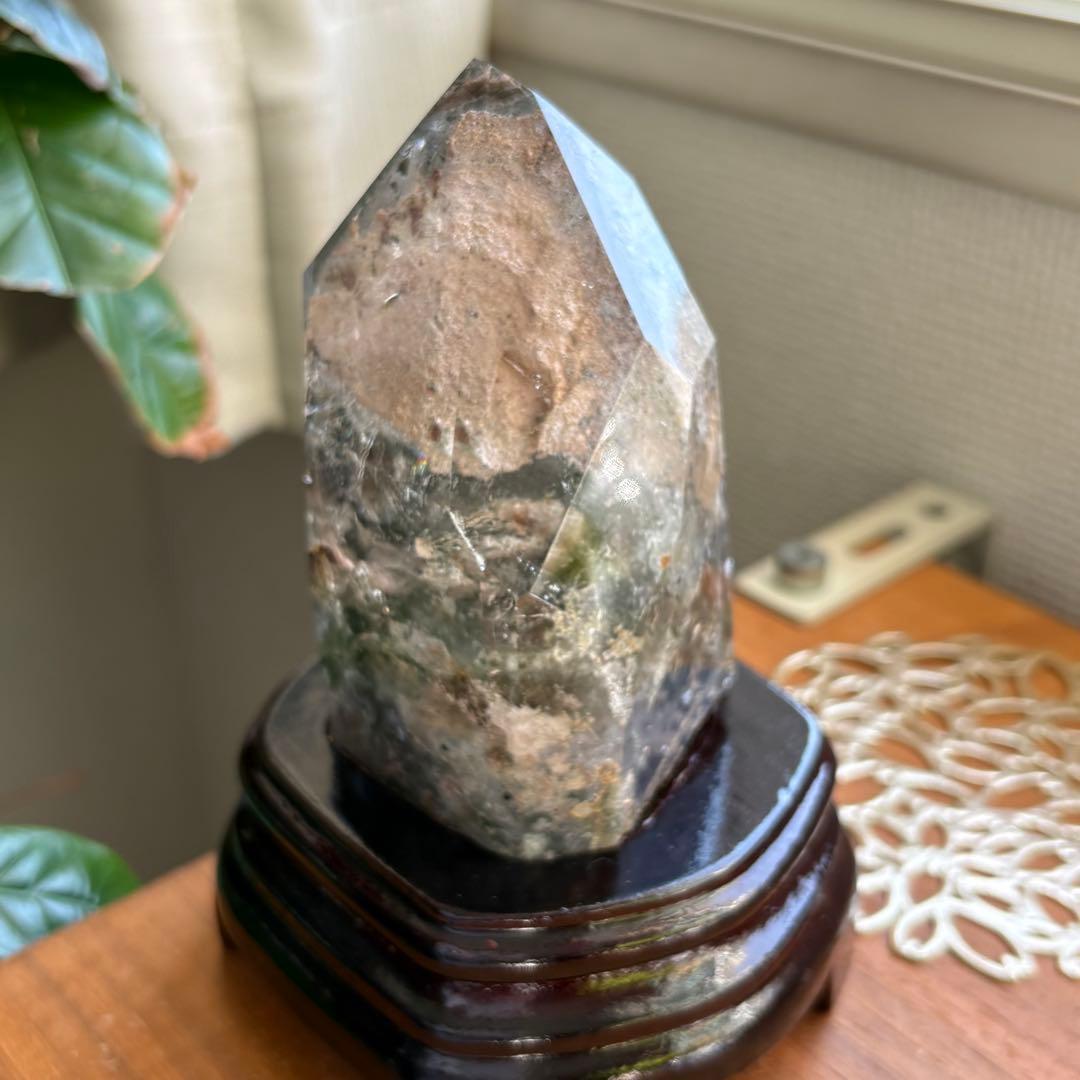 天然石 グリーン四季ガーデンクォーツ 原石置物522g