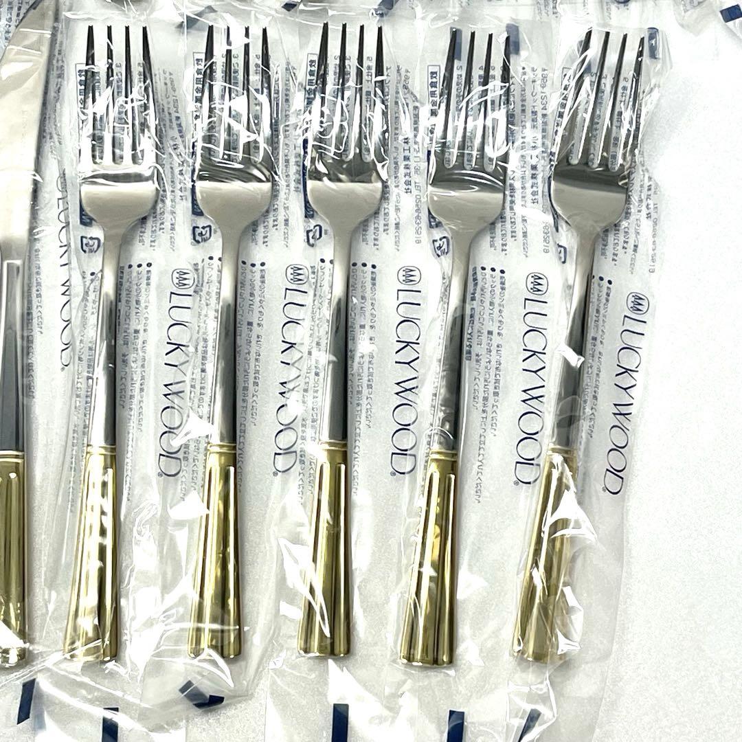 ◼︎新品◼︎【ラッキーウッド】カトラリーディナーセット　金彩　25本　18-8