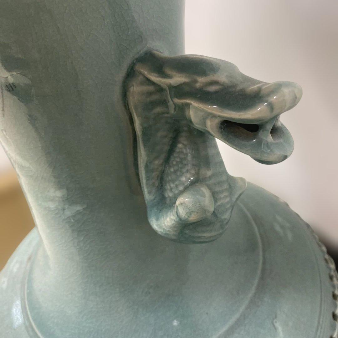 青山作 高麗青磁 大型 壺 花器