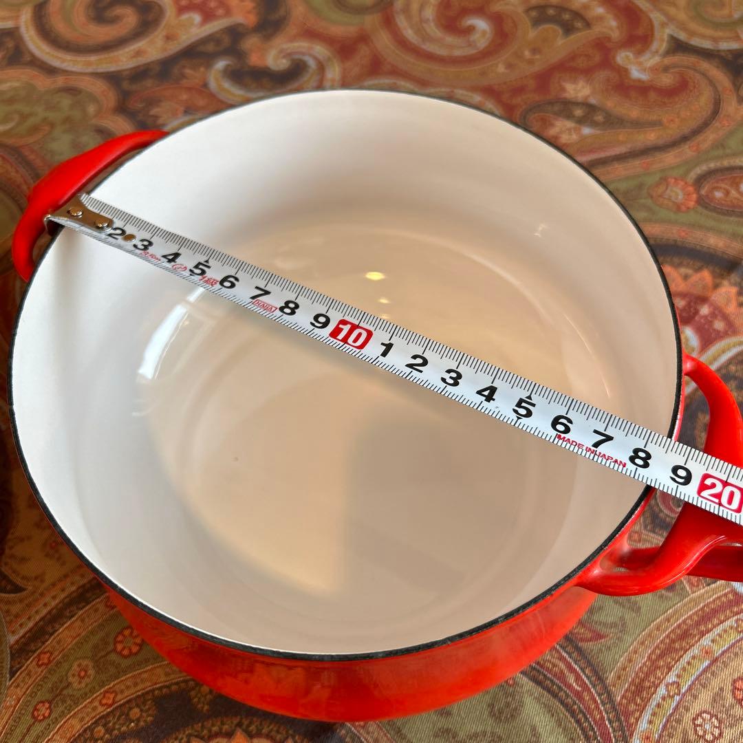 160◆DANKS 小型18.5cm 両手鍋　赤いホーロー　ミルクパン 蓋付