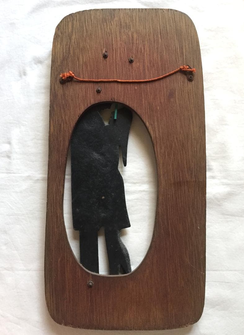 ◆ビンテージ モダン 男と女 悲哀 壁掛け 相合傘 昭和レトロ 彫刻