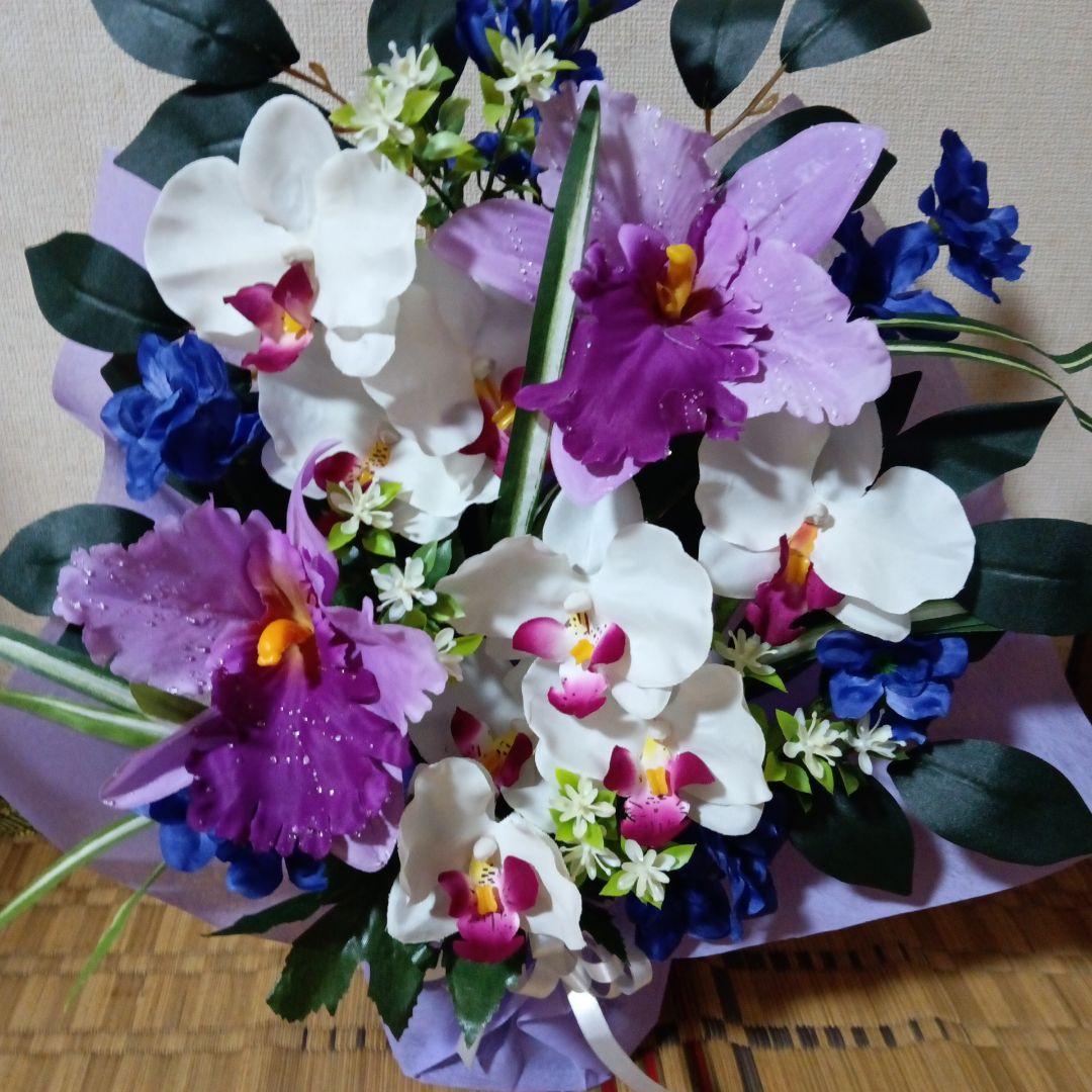 造花　仏花　御供え花　法事　お彼岸　初盆　カトレア　胡蝶蘭アレンジ