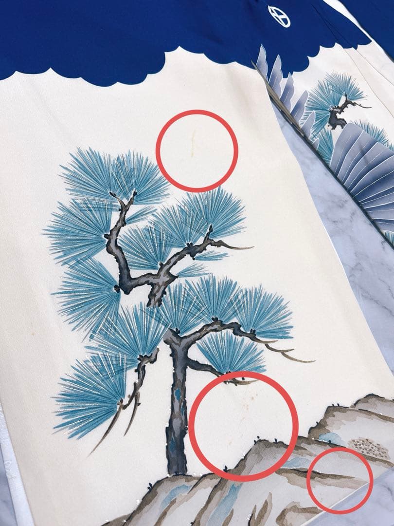 正絹セット♡七五三　3歳　男の子　紺色系　鷹　レトロ