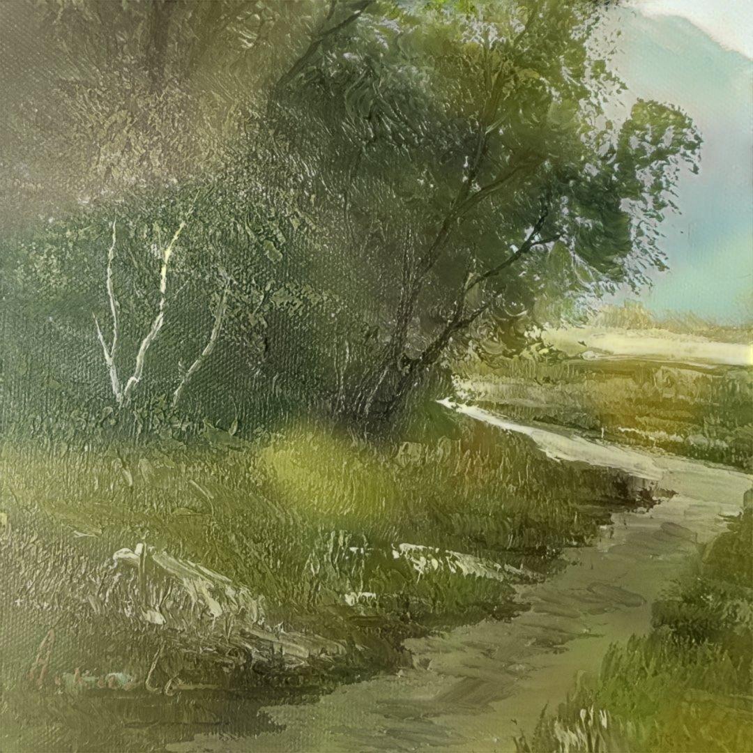 工藤昭重　真作　肉筆　油彩　キャンバス絵画　風景画　アルプス山脈　インテリア