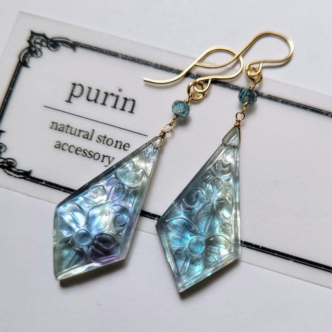 おともさん様 スモーキークオーツ ホイップカービングピアス