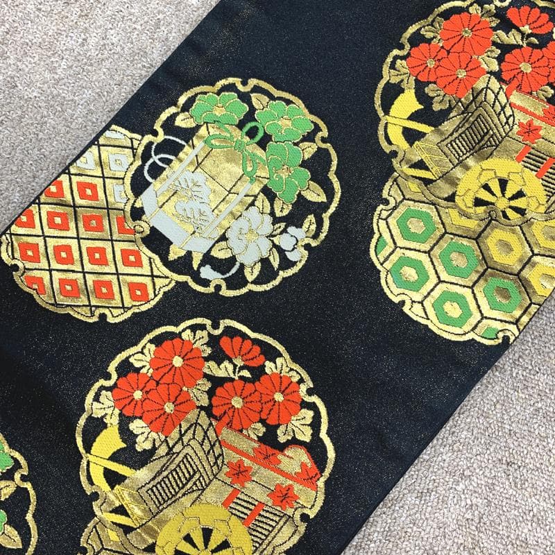 411ag18, 小物類□七五三 七歳 女児 着物&袋帯&長襦袢　□状態良好