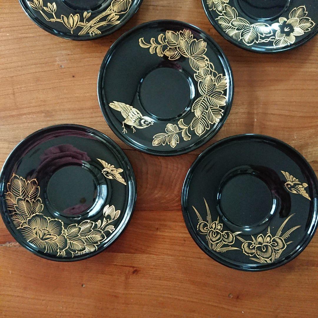 ちゅんちゅん雀 漆器 蒔絵 小皿 茶托 銘々皿　沈金 /骨董 古伊万里 輪島塗