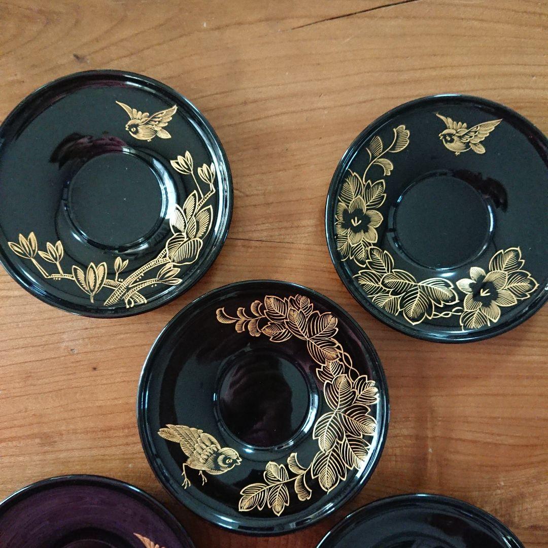 ちゅんちゅん雀 漆器 蒔絵 小皿 茶托 銘々皿　沈金 /骨董 古伊万里 輪島塗