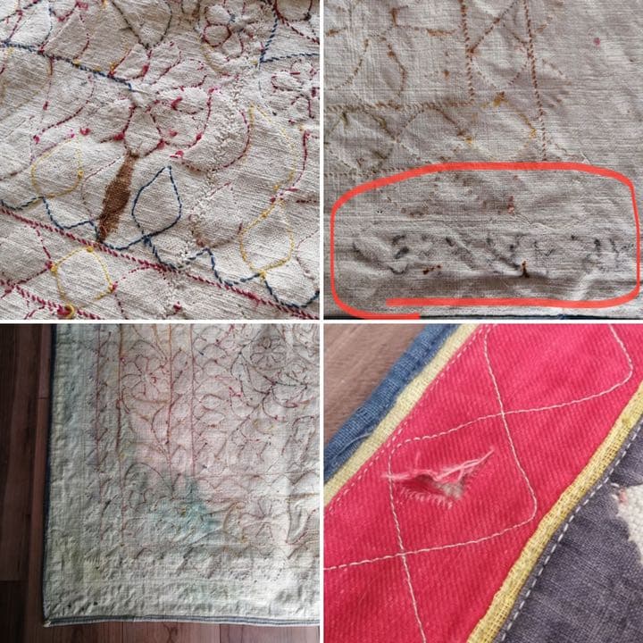 インドラジャスターン/ミラーワーク刺繍古布/トライバルラグ壁掛け