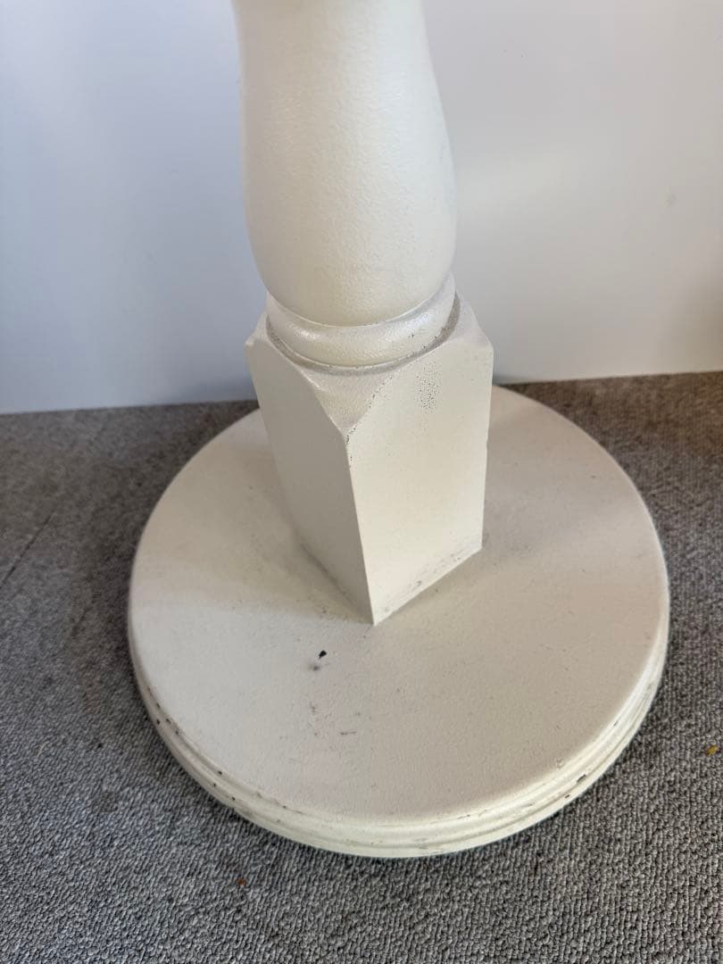 クラシック 木製 ペデスタルテーブル 白 花台 サイドテーブル 42cm