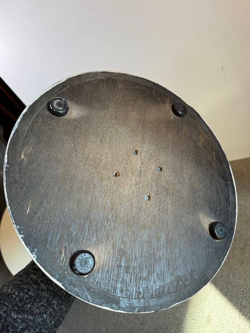 クラシック 木製 ペデスタルテーブル 白 花台 サイドテーブル 42cm