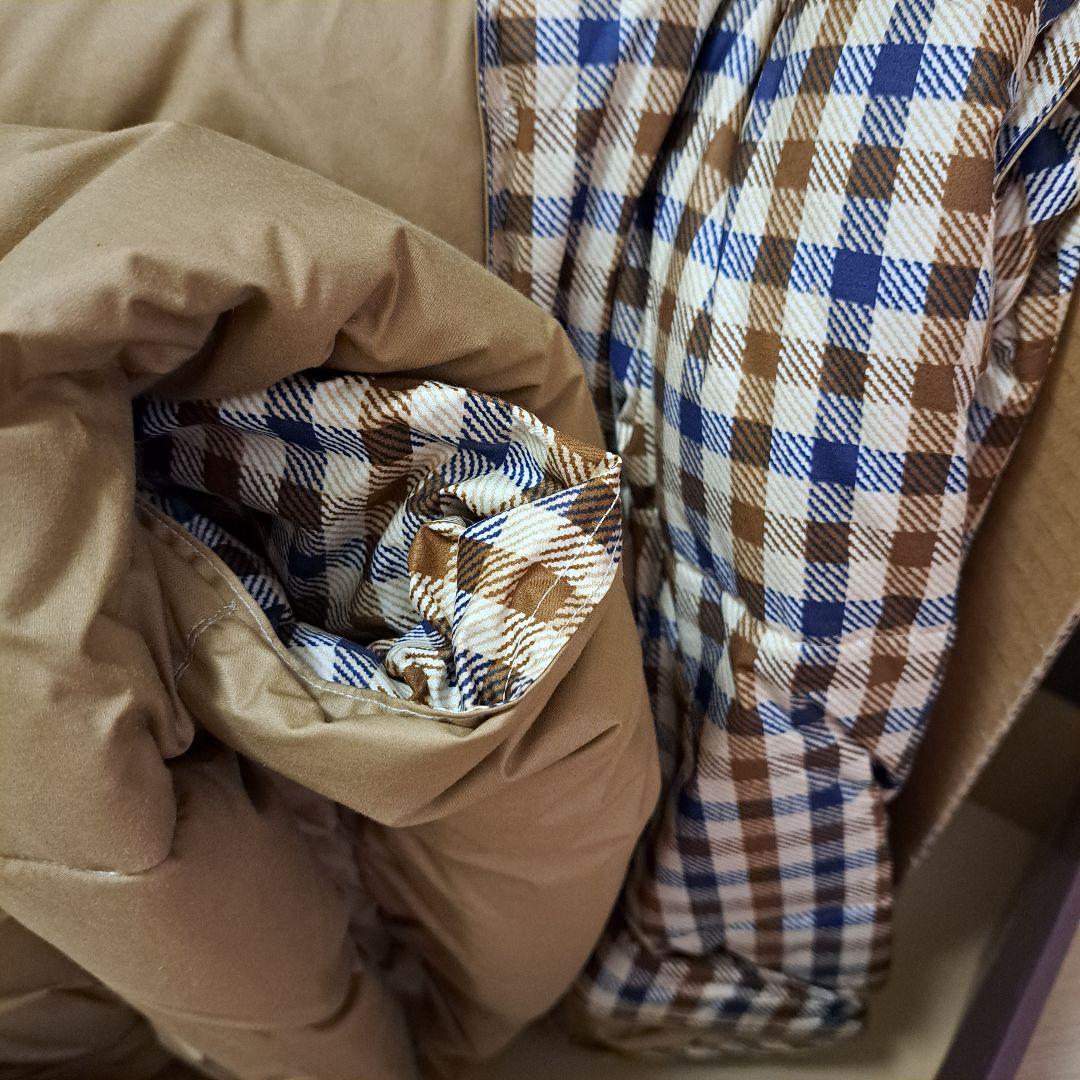 アクアスキュータム ブラウン チェック柄 掛け布団 羽毛 ふとん