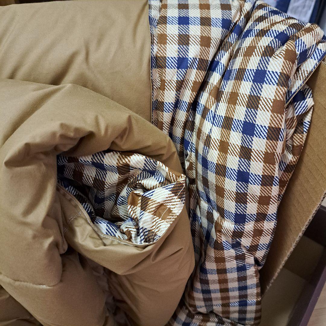 アクアスキュータム ブラウン チェック柄 掛け布団 羽毛 ふとん