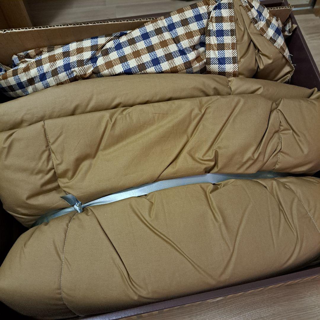 アクアスキュータム ブラウン チェック柄 掛け布団 羽毛 ふとん