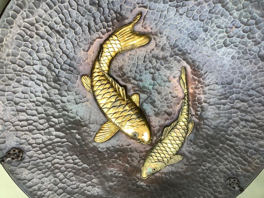 No.460 『鯉』／銅蟲／広島伝統工芸師 銅虫清さん作／銅製／飾皿