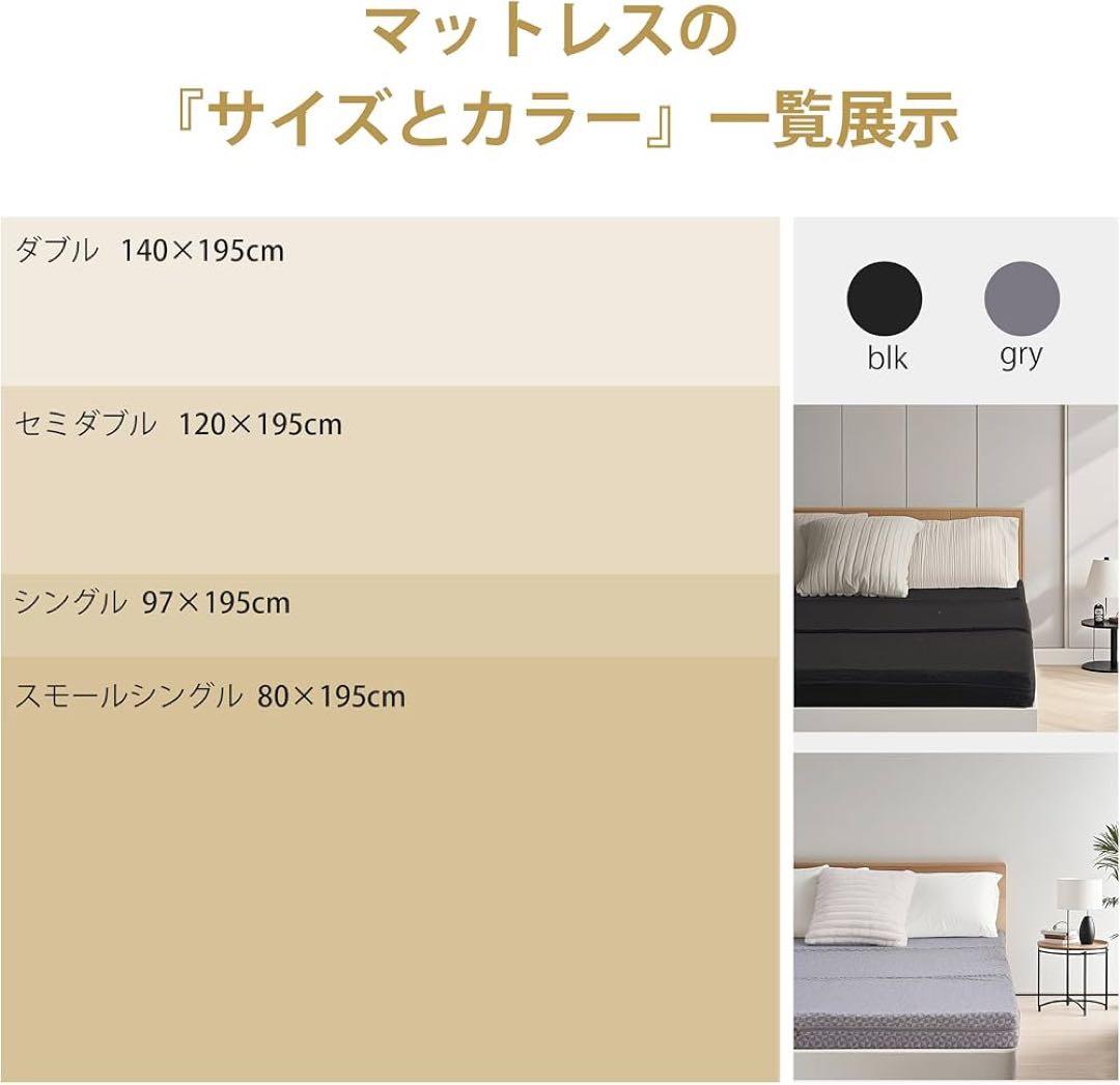 【大特価】マットレス 厚さ10cm ダブル140*195cm グレー 三つ折り