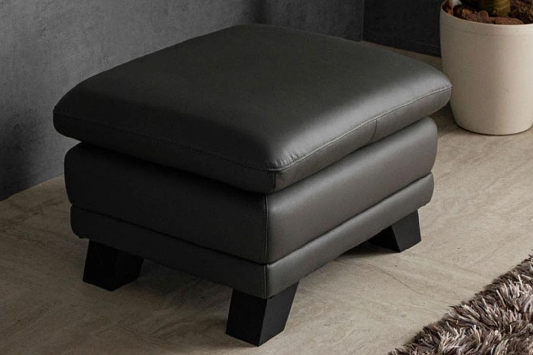 オットマン 本革 チャコールグレー スツール 足置き