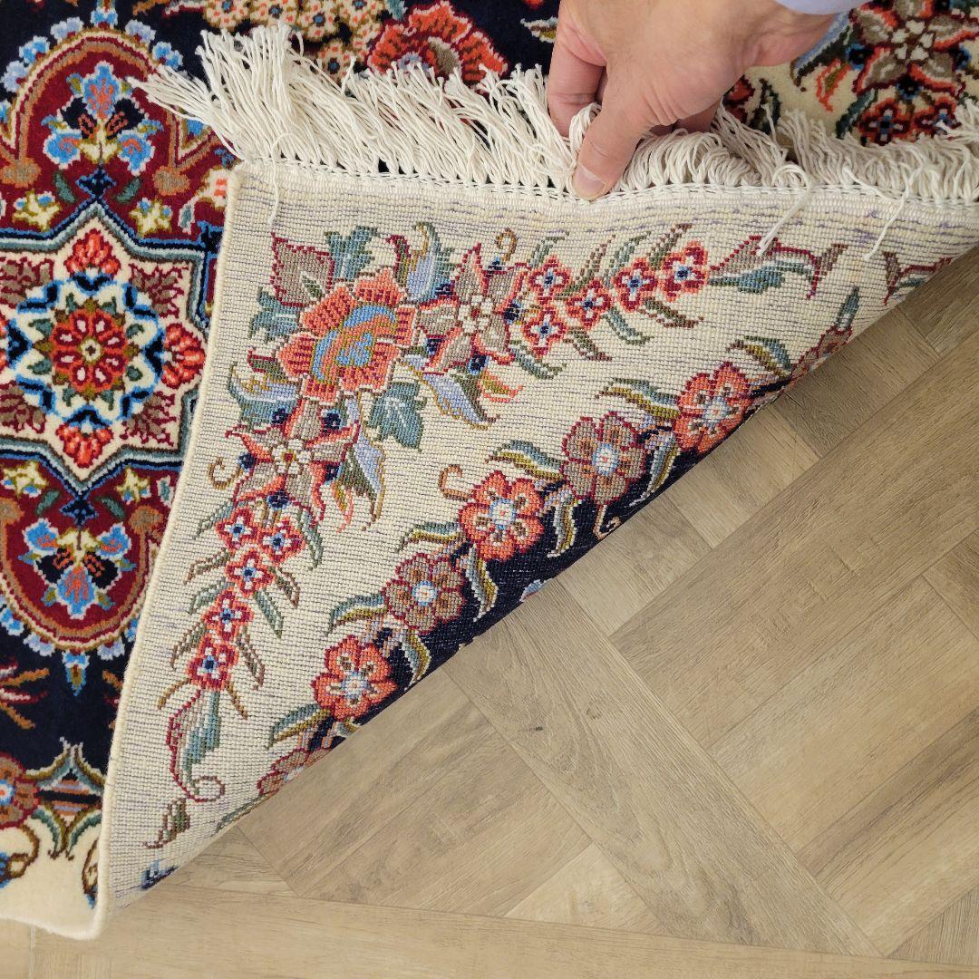 60x90cmペルシャ手織り・クム・マット(995)玄関・ラグ・絨毯