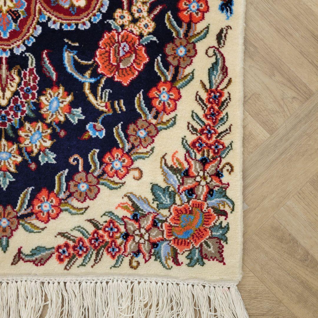 60x90cmペルシャ手織り・クム・マット(995)玄関・ラグ・絨毯