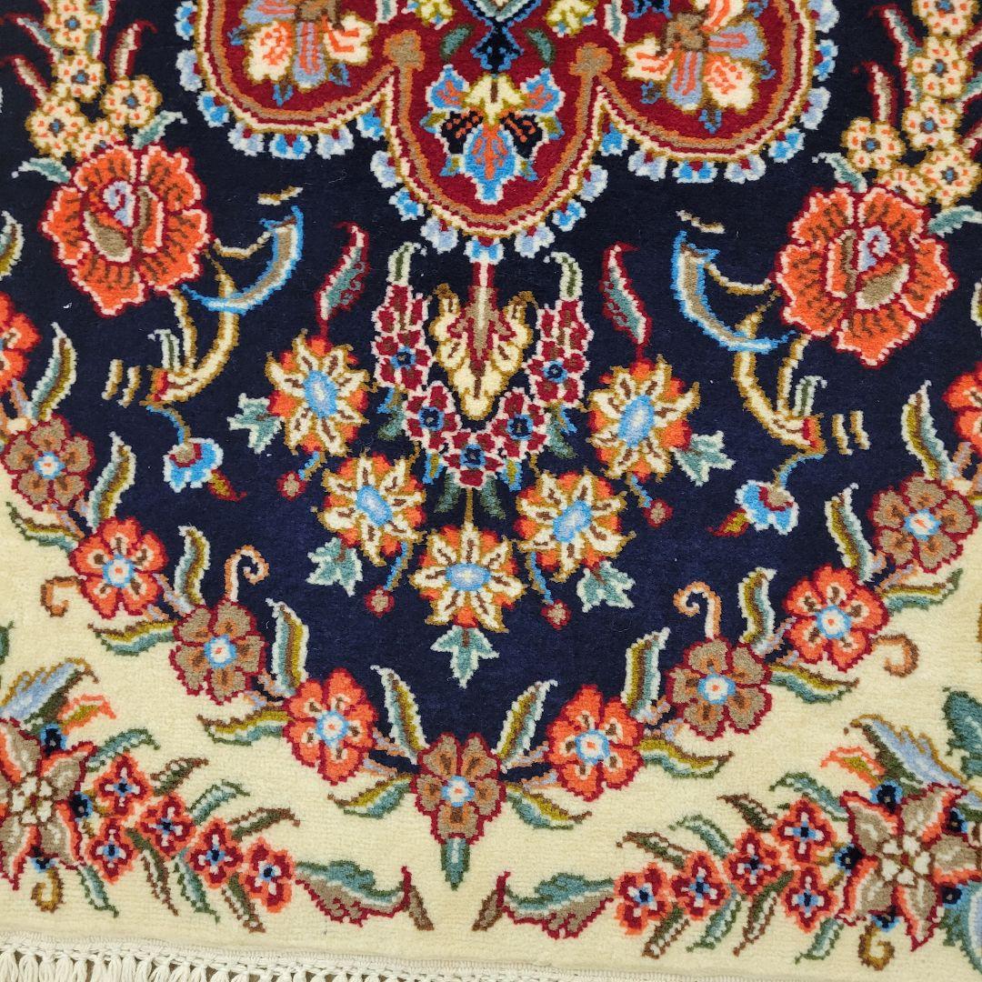 60x90cmペルシャ手織り・クム・マット(995)玄関・ラグ・絨毯