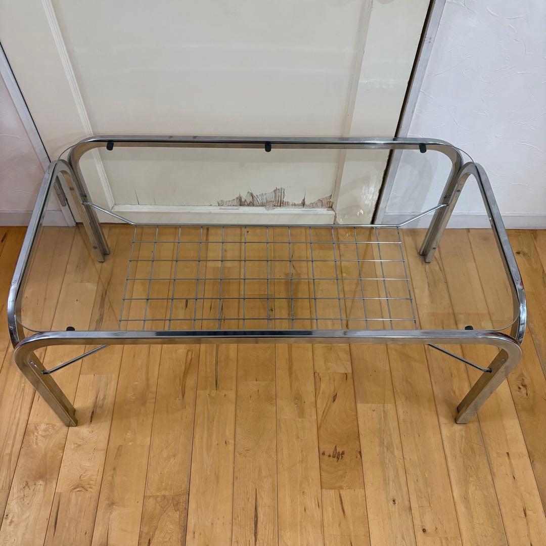 ☆レトロポップ☆昭和レトロ　80‘s ガラス　センターテーブル　コーヒーテーブル