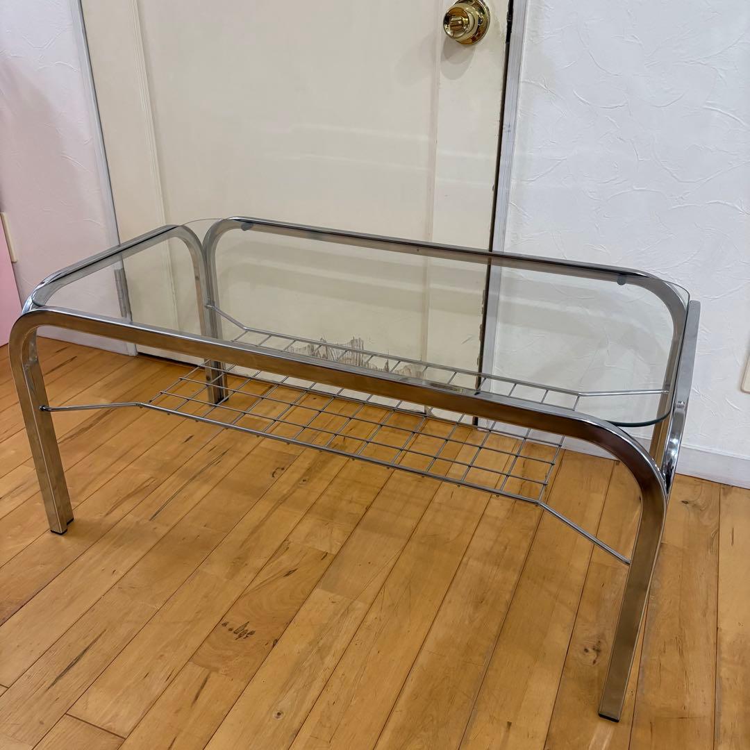 ☆レトロポップ☆昭和レトロ　80‘s ガラス　センターテーブル　コーヒーテーブル