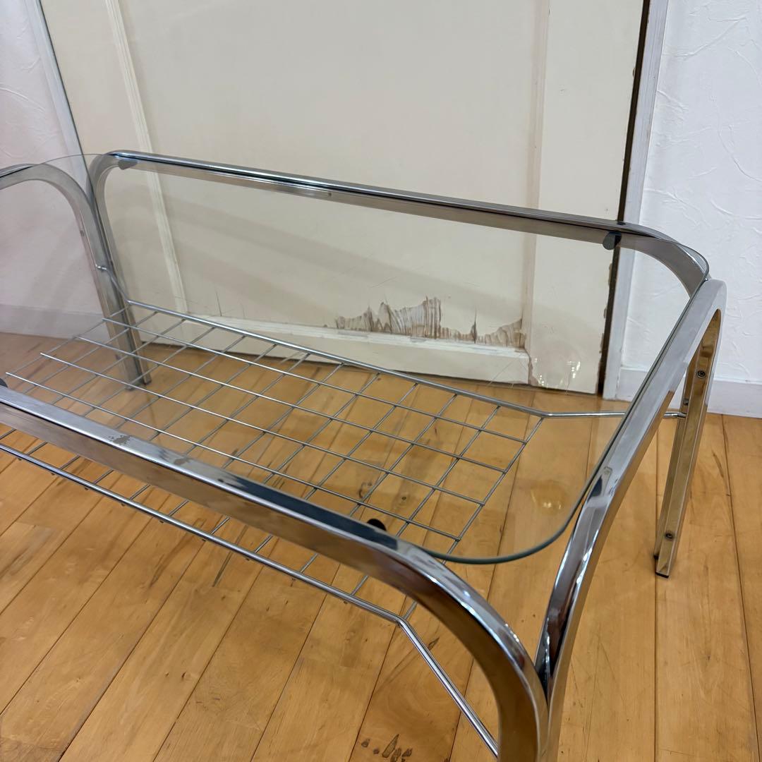 ☆レトロポップ☆昭和レトロ　80‘s ガラス　センターテーブル　コーヒーテーブル