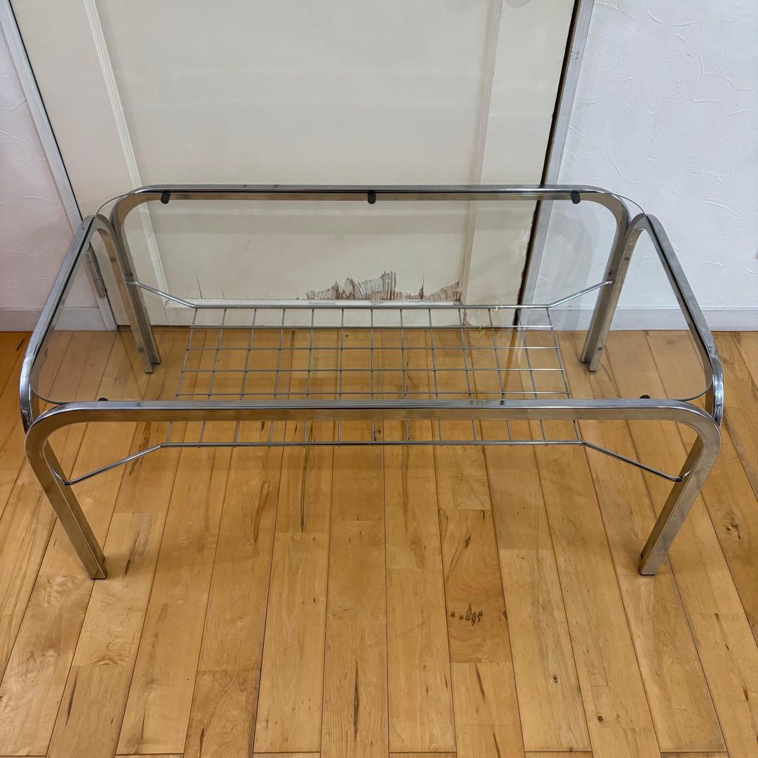 ☆レトロポップ☆昭和レトロ　80‘s ガラス　センターテーブル　コーヒーテーブル