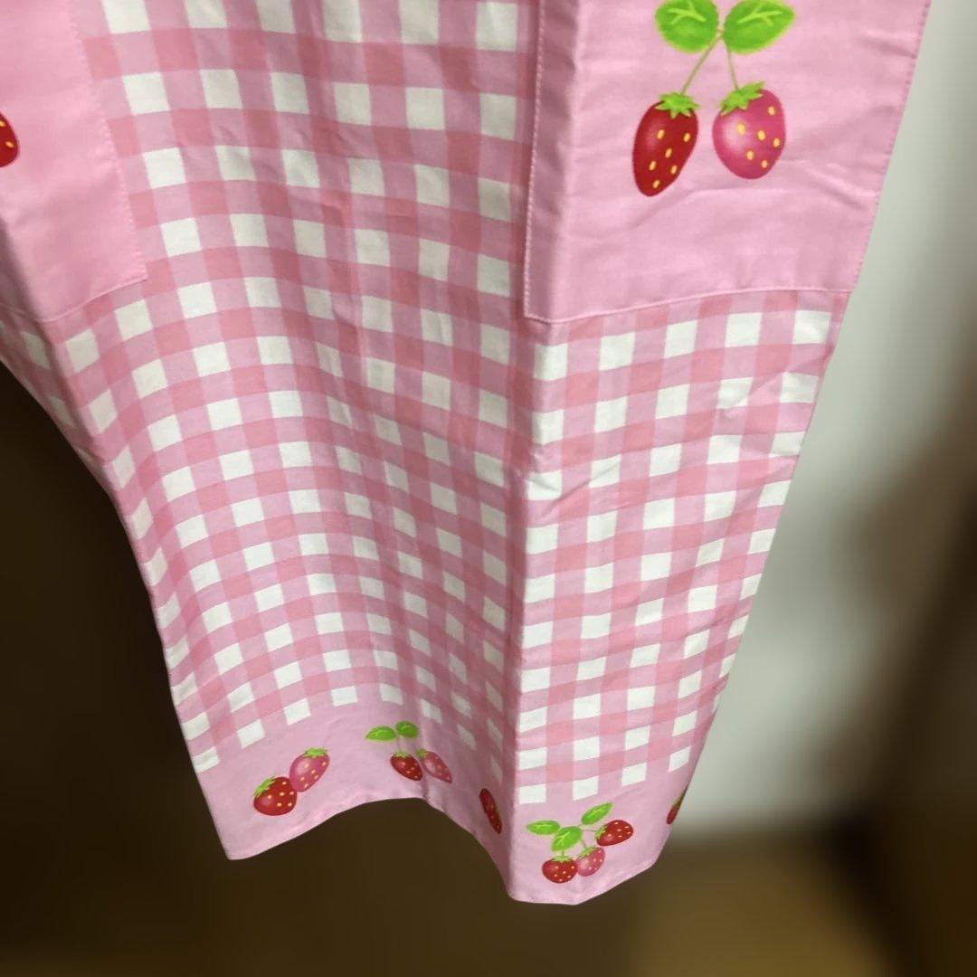 キティちゃん レトロ 大人用エプロン キティ いちご サンリオ チェック