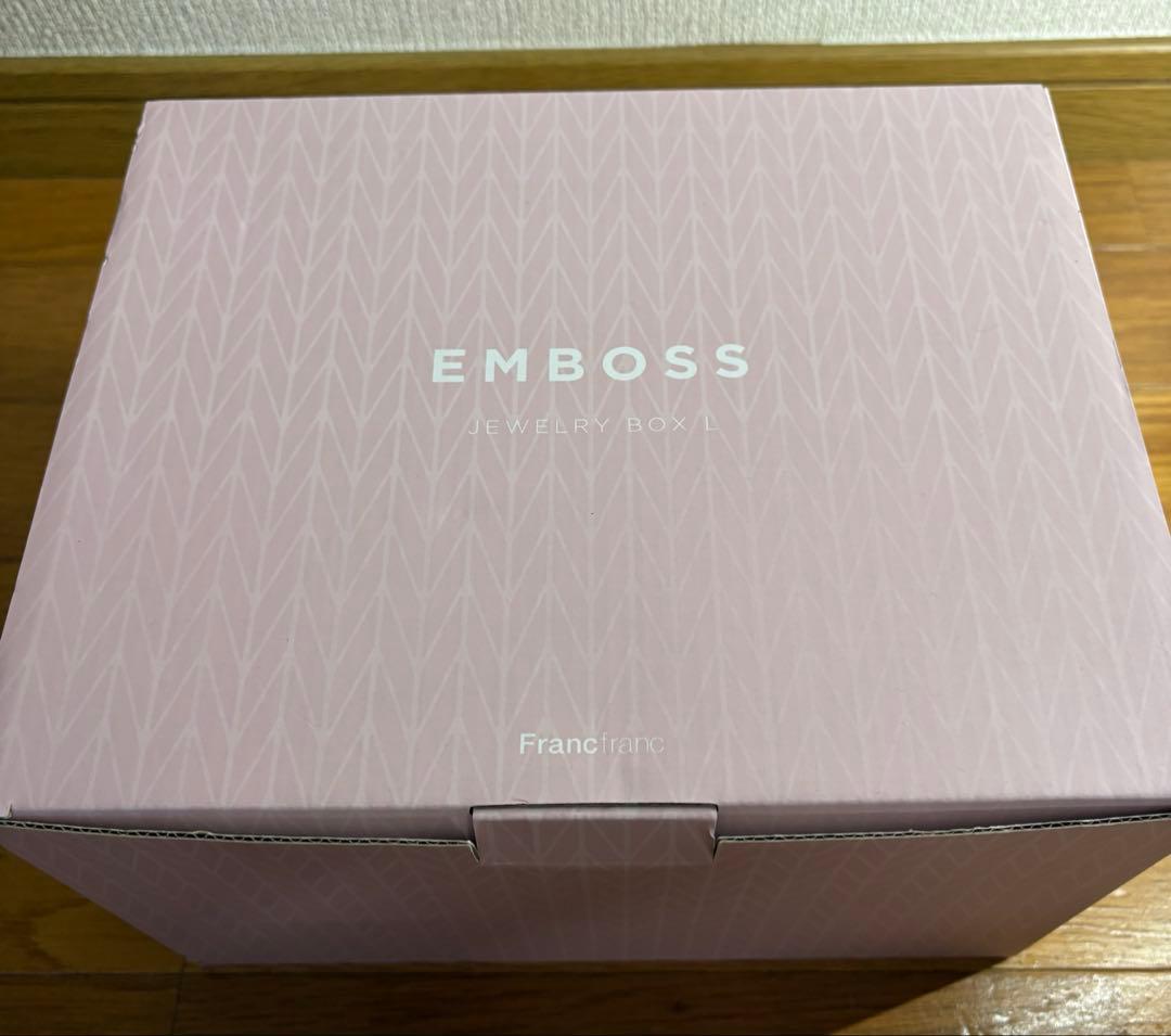 Francfranc エンボス ジュエリーボックスＬ　ピンク