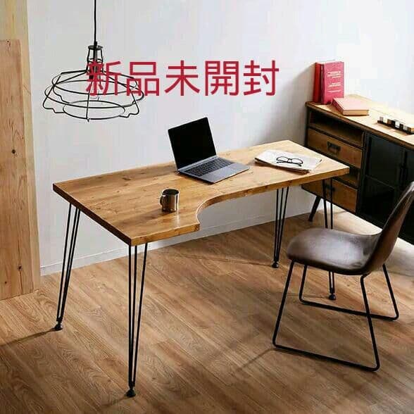 L字デスク 天然木 無垢材使用 スチール脚 インダストリアル調 - メルカリ