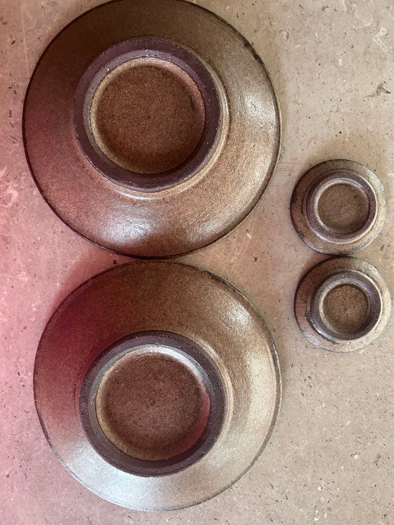 小澤基晴　皿器焼物新品ブロンズしのぎ6寸と豆皿