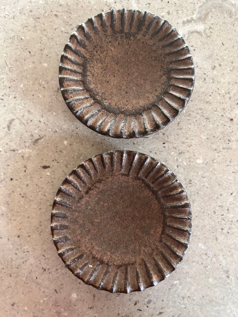 小澤基晴　皿器焼物新品ブロンズしのぎ6寸と豆皿