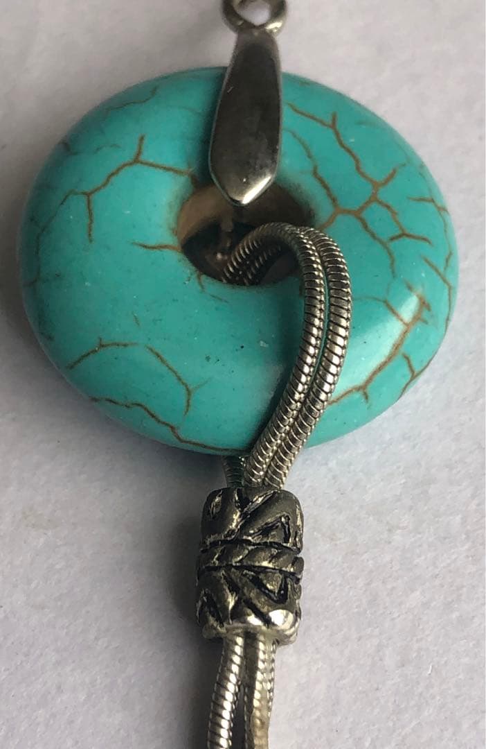 トルコ石8kgpアンティークネックレスペンダント