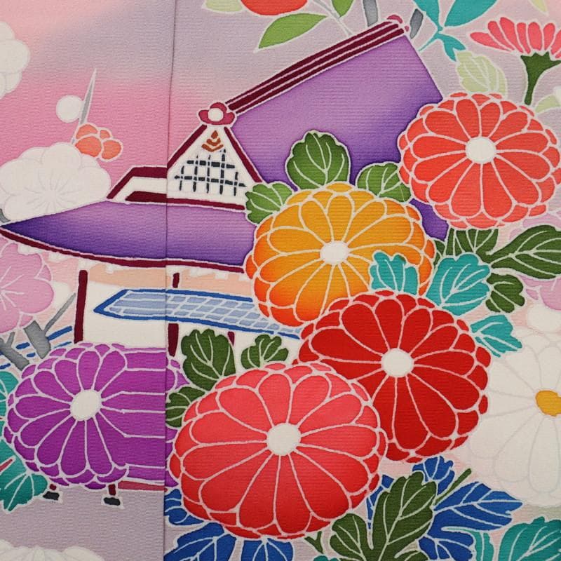 七五三＊女の子 御所解き模様 ピンク 正絹 祝着に＊子供着物 8RM1