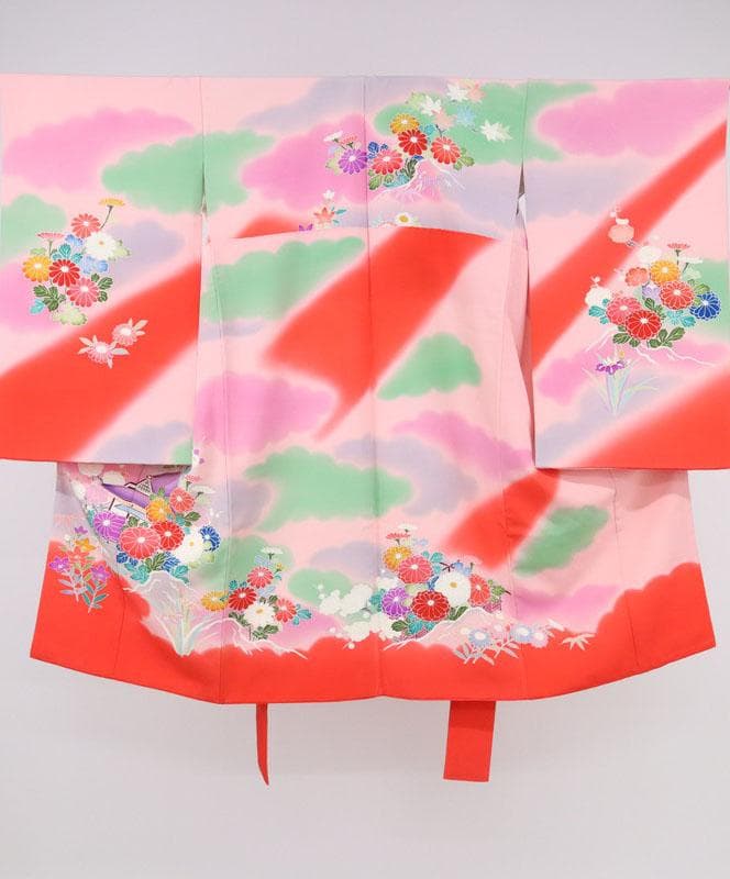 七五三＊女の子 御所解き模様 ピンク 正絹 祝着に＊子供着物 8RM1