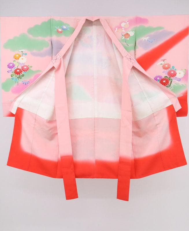 七五三＊女の子 御所解き模様 ピンク 正絹 祝着に＊子供着物 8RM1