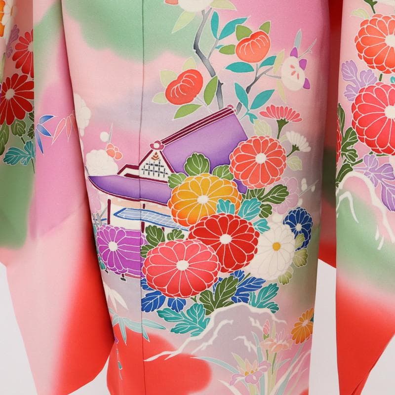 七五三＊女の子 御所解き模様 ピンク 正絹 祝着に＊子供着物 8RM1