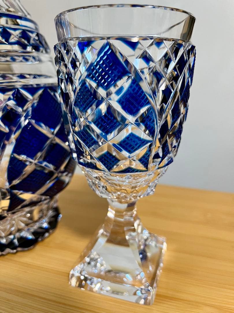 江戸切子　デカンタ　脚付杯 セット 根本幸雄 作