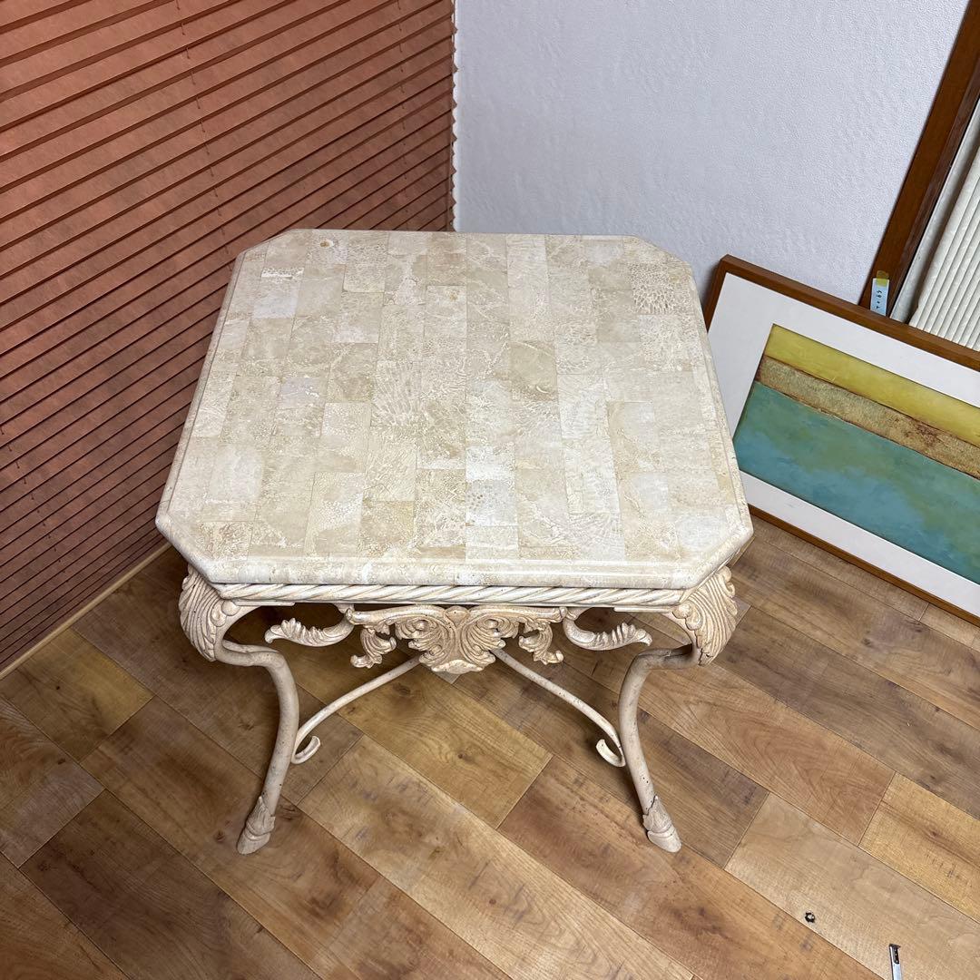 大理石　アイアン　マーブルテーブル　コーヒーテーブル　センターテーブル　イタリ