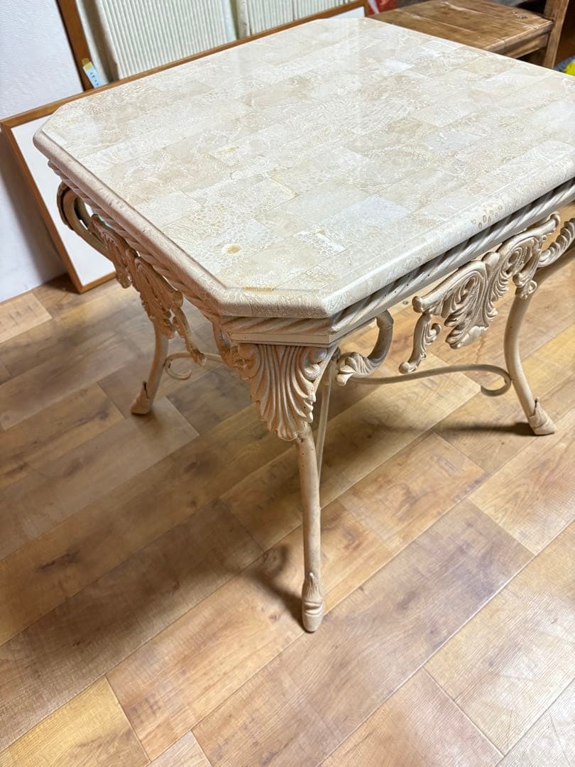 大理石　アイアン　マーブルテーブル　コーヒーテーブル　センターテーブル　イタリ